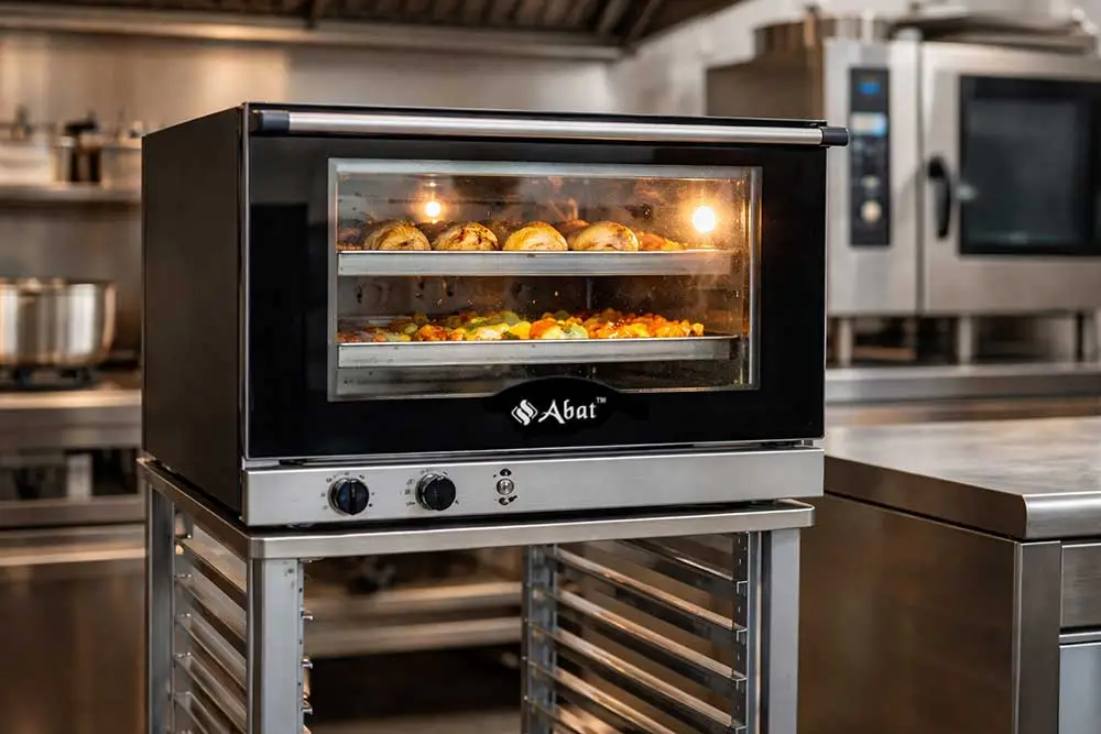 Конвекционная печь Abat в работе: выпечка на противнях