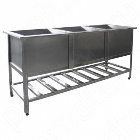 Ванна моечная трёхсекционная Стандарт НК ВМО3-430СНК-М (0.8 мм, нерж.)