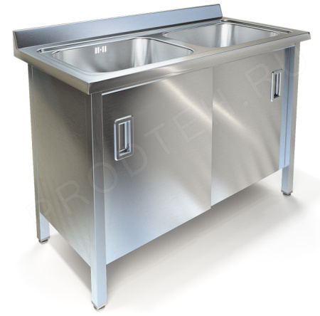 Мойка-тумба ВМ-25/557 Техно ТТ двухсекционная с дверцами с бортом купить