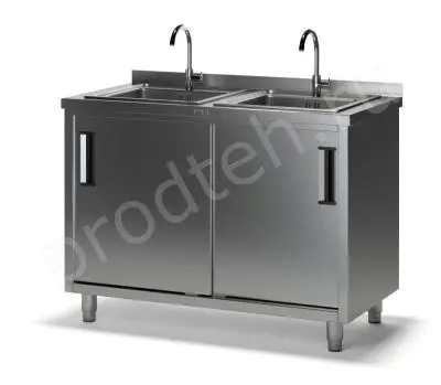 Стол-тумба купе СКМ-2/1200/600 ТММ с двумя мойками