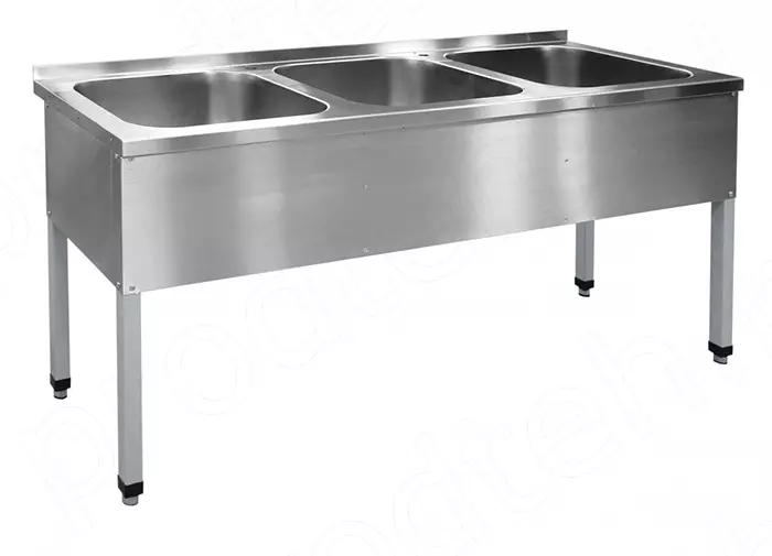 Ванна моечная трёхсекционная ВМП-6-3-5 РЧ (500х500 каркас краш.) Абат {1770х600х860 мм}