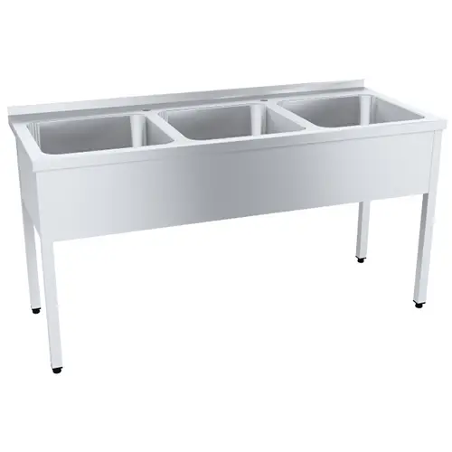 Ванна моечная трёхсекционная цельнотянутая Профи ВМОцб3-500ПНТ с бортом