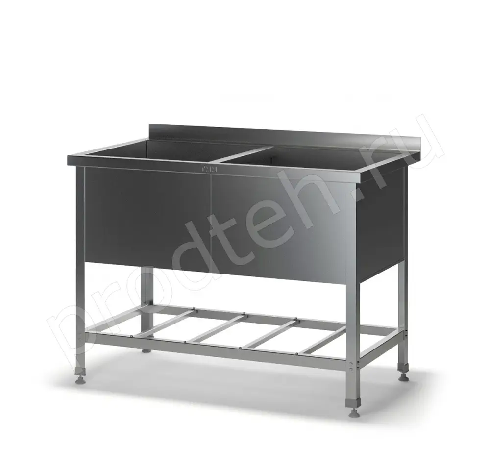 Ванна моечная двухсекционная ВМС 2/450 ТММ с отверстием под смеситель