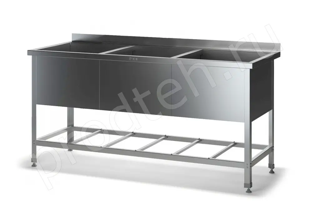 Ванна моечная трёхсекционная ВМС 3/550 ТММ с отверстием под смеситель