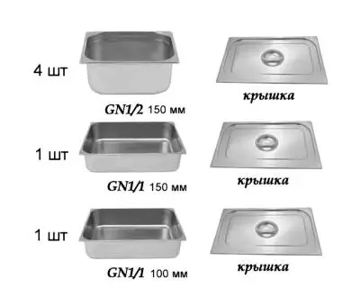 Комплект из 6-ти гастроёмкостей для мармита вторых блюд Ривьера Atesy