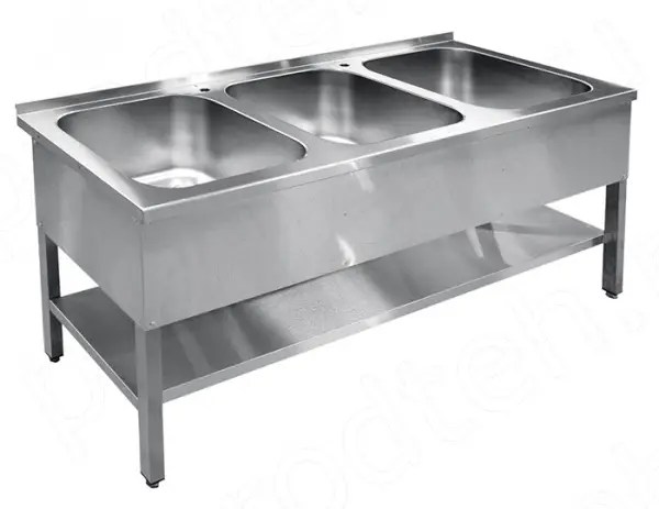 Ванна моечная трёхсекционная ВМП-7-3-5 РН (500х500 каркас нерж.) Абат