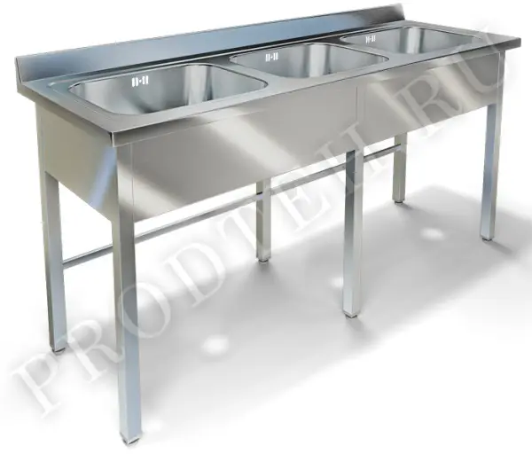 Ванна моечная трёхсекционная ВМ-42/456 Техно ТТ цельнотянутая