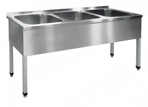 Ванна моечная трёхсекционная ВМП-6-3-5 РЧ (500х500 каркас краш.) Абат {1770х600х860 мм}