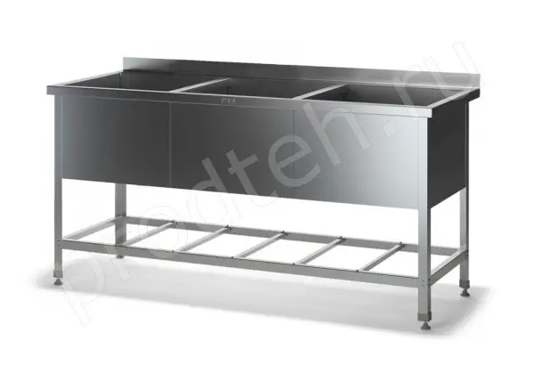 Ванна моечная трёхсекционная ВМС 3/450 ТММ с отверстием под смеситель
