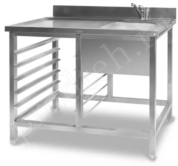 Ванна моечная с рабочей поверхностью СППМ-1200/700/830 ТММ с душирующим устройством