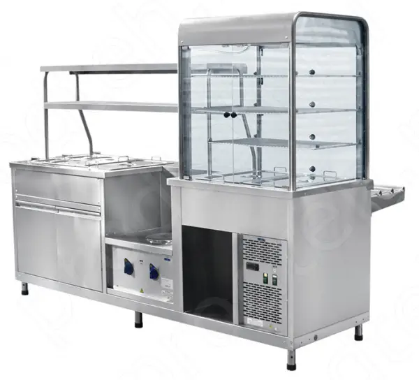 Прилавок витрина холодильный с мармитом универсальный ПВХМ-70КМУ (Аста)