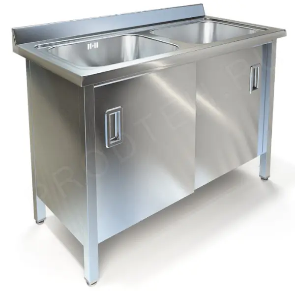 Мойка-тумба ВМ-25/456 Техно ТТ двухсекционная с дверцами с бортом